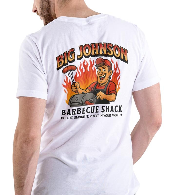 Big Johnson Barbecue Shack Funny Vintage Cotton Pull Smoke Put Your Mouth T-Shirts