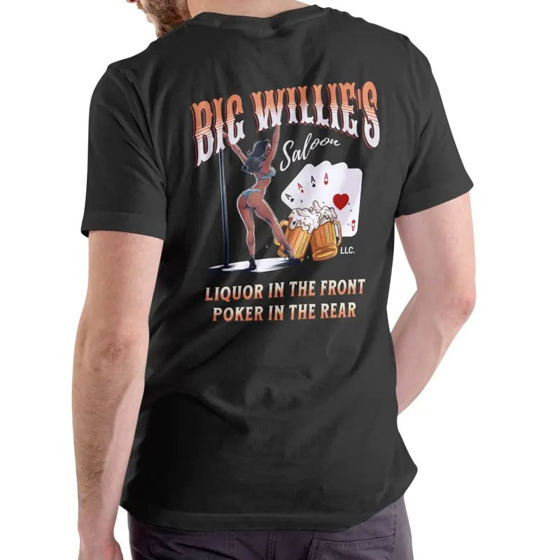 Big Willie'S Saloon Casual Short Sleeve Top Poker Liquor T-Shirts