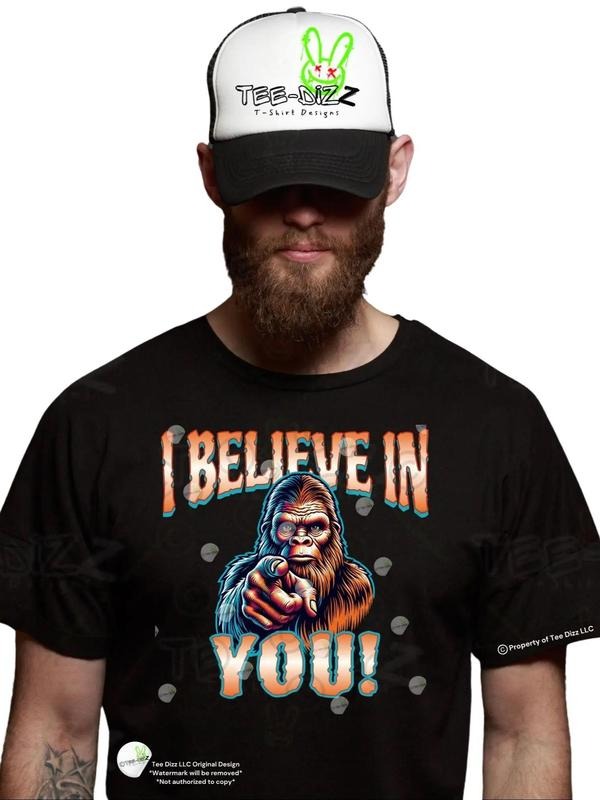 Bigfoot: I Believe You! Funny Sense Humor Short Sleeve Crew Neck DTF Print Love T-Shirts