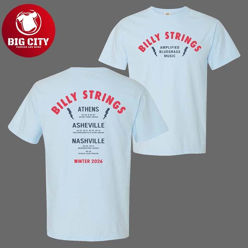 Billy Strings Winter 2026 Tour Merch Amplified Bluegrass Two Sided Shirt