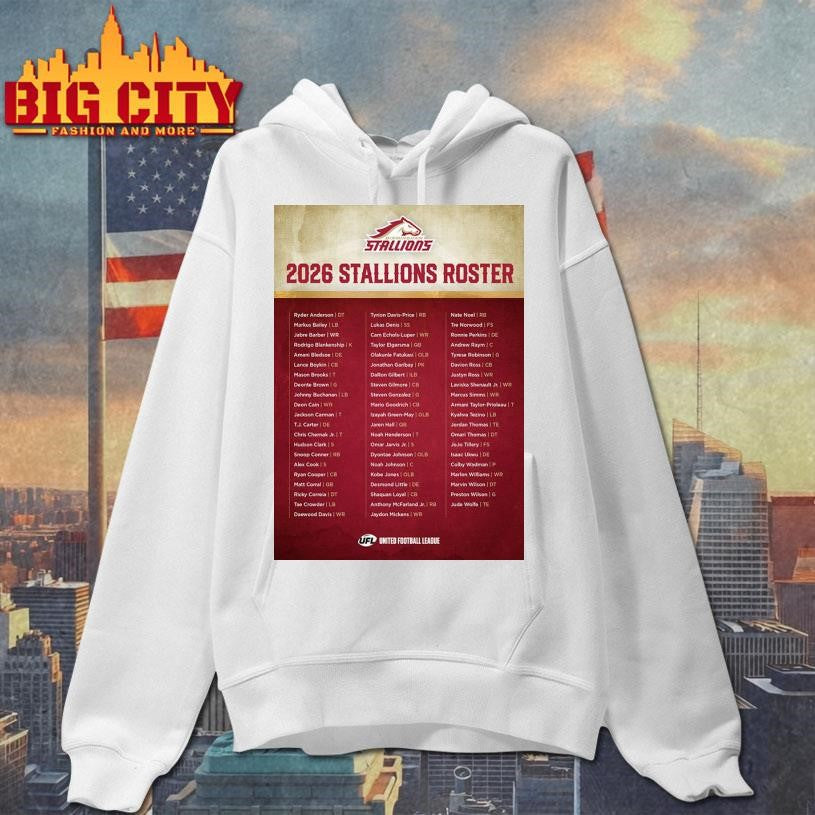 Birmingham Stallions United Football League 2026 Stallions Roster Poster Shirt