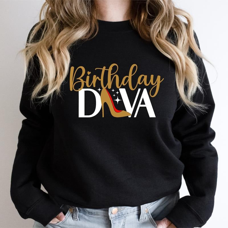 Diva Shirt Princess Girlfriend Girl Bday Woman Her. Casual Fabric T-Shirts
