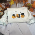 Black Cat Halloween ; Pumpkin Embroidery Comfortable Soft Tops T-Shirts