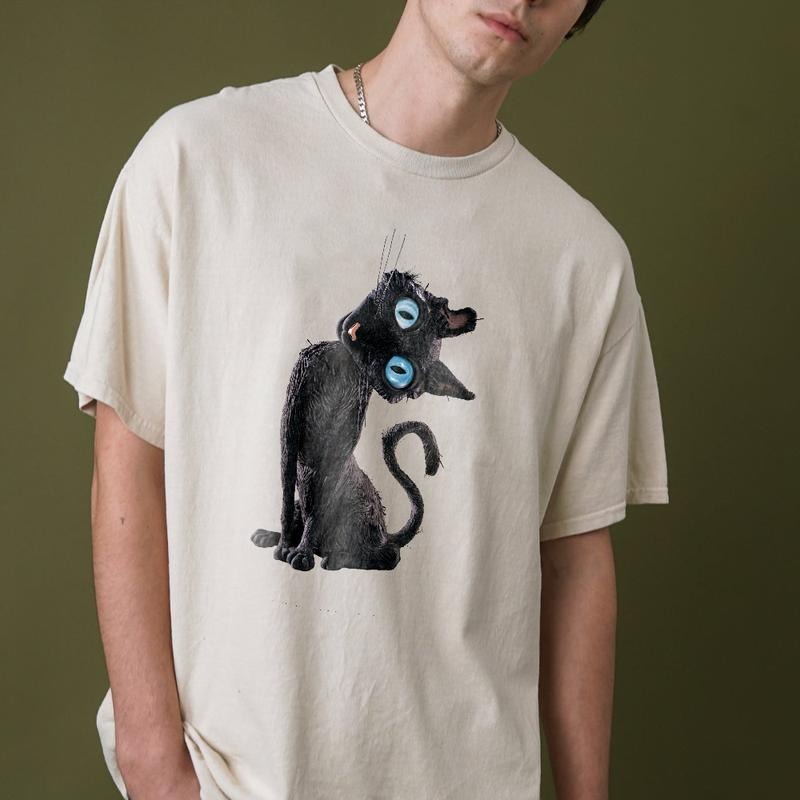 Black Cat Shirt Y2K Fitted Coraline Retro Shirt Vintage Movie Tops Cute Film Cat Lovers Cute T-Shirts
