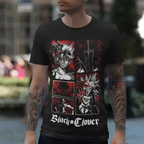 Black Clover Asta Yuno Anime Manga Anime Manga Black Shirt All Size T-Shirts
