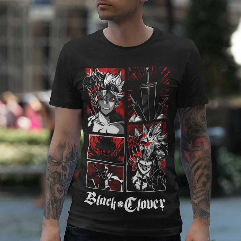 Black Clover Asta Yuno Anime Manga Anime Manga Black Shirt S 4XL T-Shirts