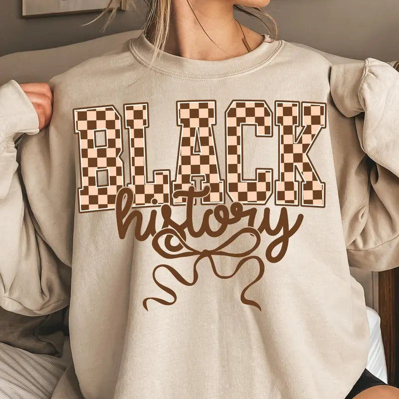 Black History Melanin Coquette Bow Shirt Black History Month Coquette Bow Checkered African American Black Magic T-Shirts