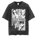 Black Stones Shirt Japanese Anime Nana Osaki Print Vintage Washed Harajuku Streetwear T-Shirts