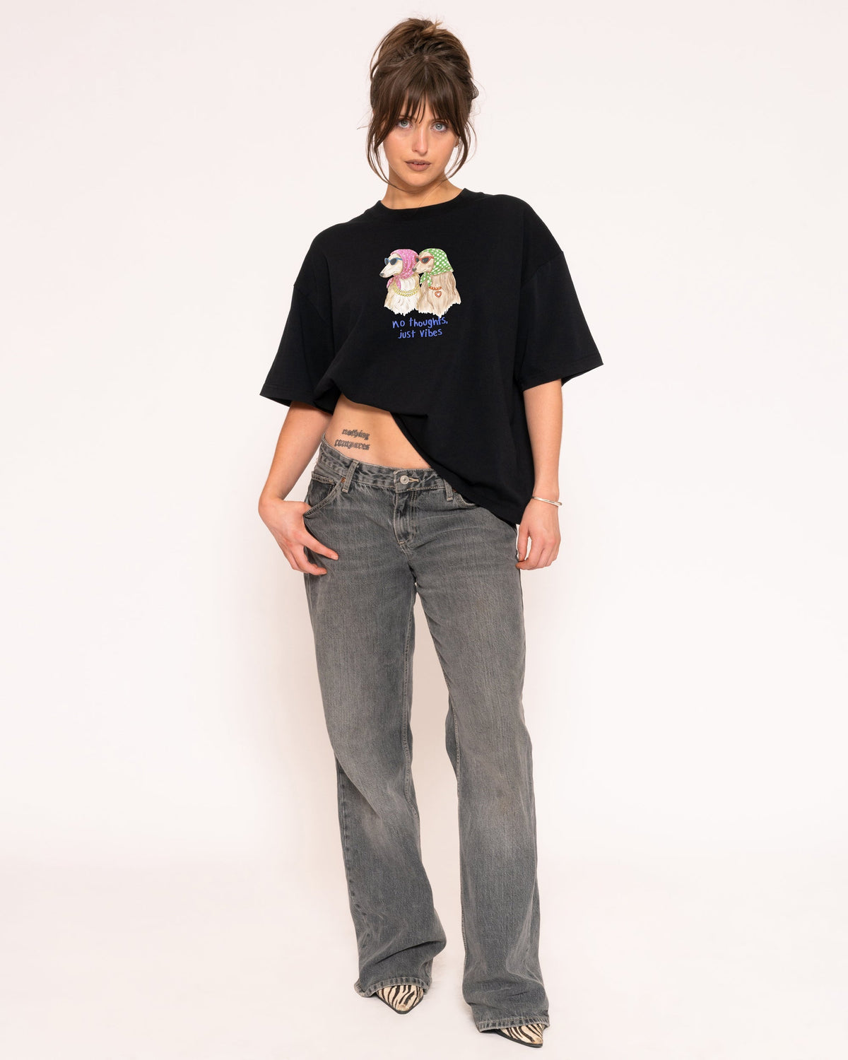 No Thoughts, Just Vibes Boxy Crop Tee