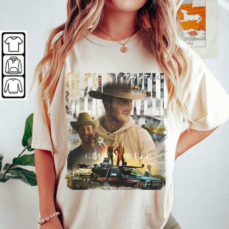 Blackstyle Glen Powell Shirt Twisters Glen Powell Retro Movie Poster Vintage Shirt TP T-Shirts