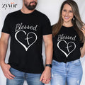 Blessed Heart Cross Pure Cotton Casual Crew Neck Short Sleeve Tops T-Shirts