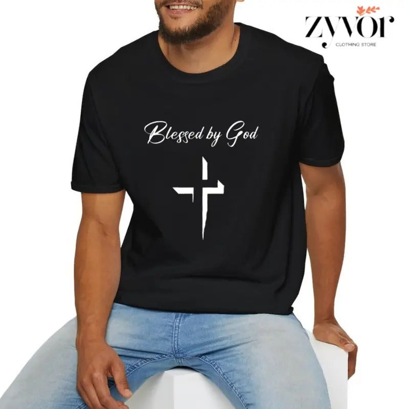 Blessed God Casual Crew Neck Short Sleeve Tops Classic Collar T-Shirts