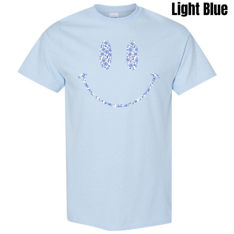 Blue Floral Smile Gildan Short Sleeve 'NLB' T-Shirts