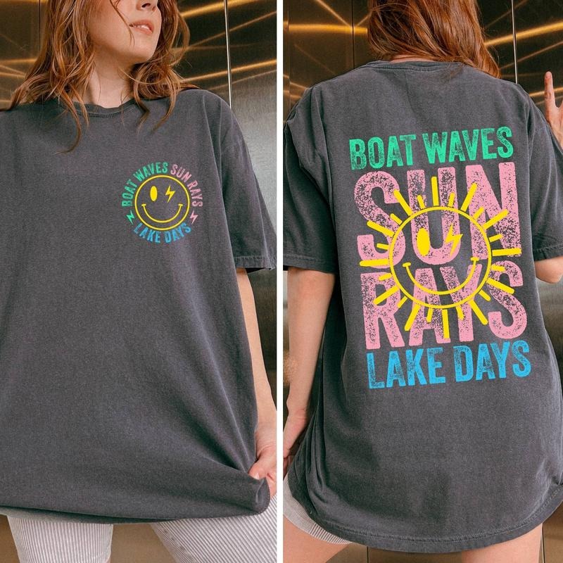 Boat Waves Sun Rays Lake Days Shirt Lake Shirt Lake Girl Shirt Retro Summer Shirt Lake Life Shirt Beach Camping T-Shirts
