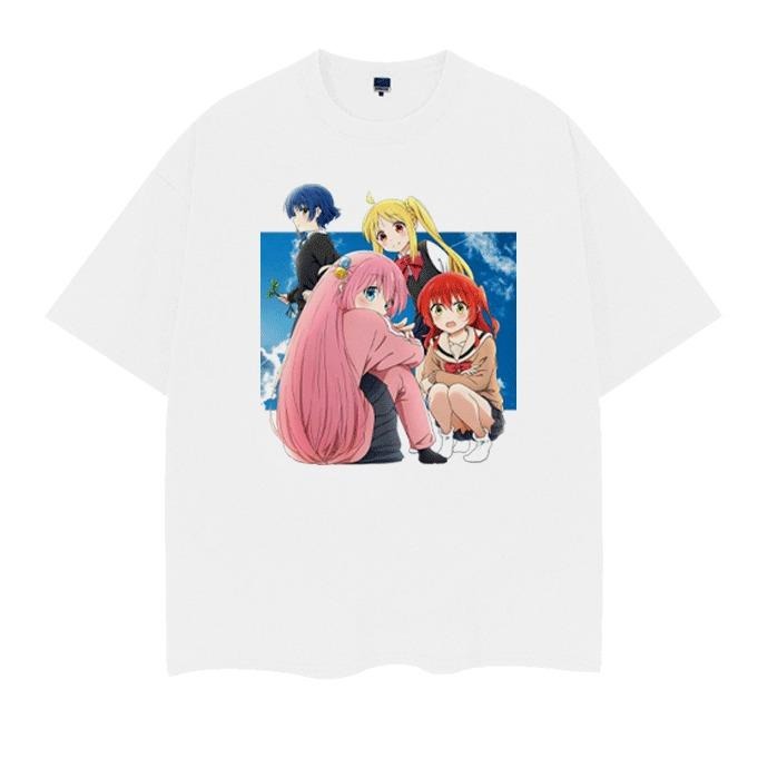Bocchi Rock! "Group Photo" Vintage Anime 100% Cotton Original Top Casual Streetwear Loose T-Shirts