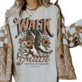 Boho Christian Shirts Christian Bible Verse Shirt Christians Jesus Shirt. Walk Faith Her Cotton Fabric Casual Top Womenswear Bottom Collar Everyday T-Shirts