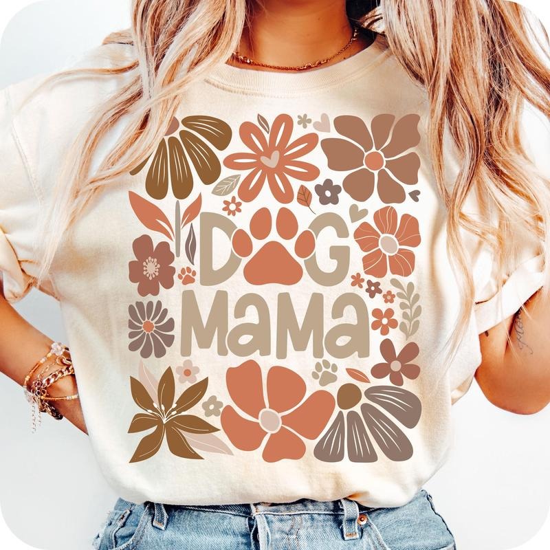 Boho Dog Mama Floral Dog Mama Dog Lover Mom Life Dog Coquette Dog Mama Shirt Dog T-Shirts