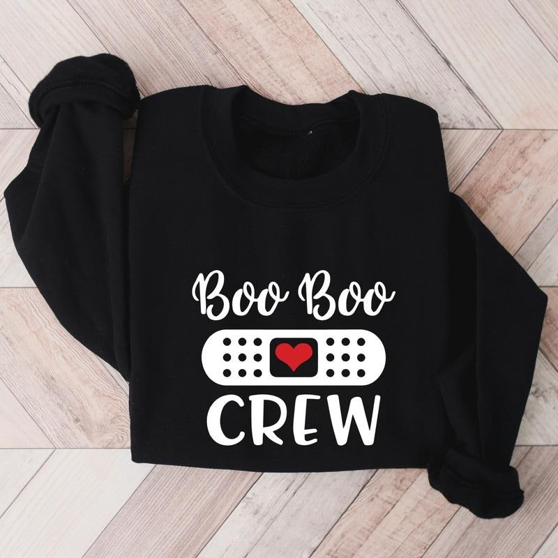 Boo Boo Crew Nurse Halloween Party Matching Spooky Nurse Nursing School Party Long Sleeve T-Shirts