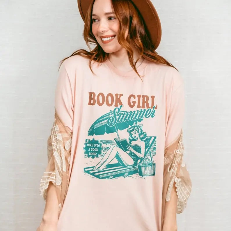 Bookish Book Girl Summer Shirt Beach Book Lover Summer Bookish Teacher Book Beach Shirt Bookish Vacation Shirt Coconut Girl Reader T-Shirts