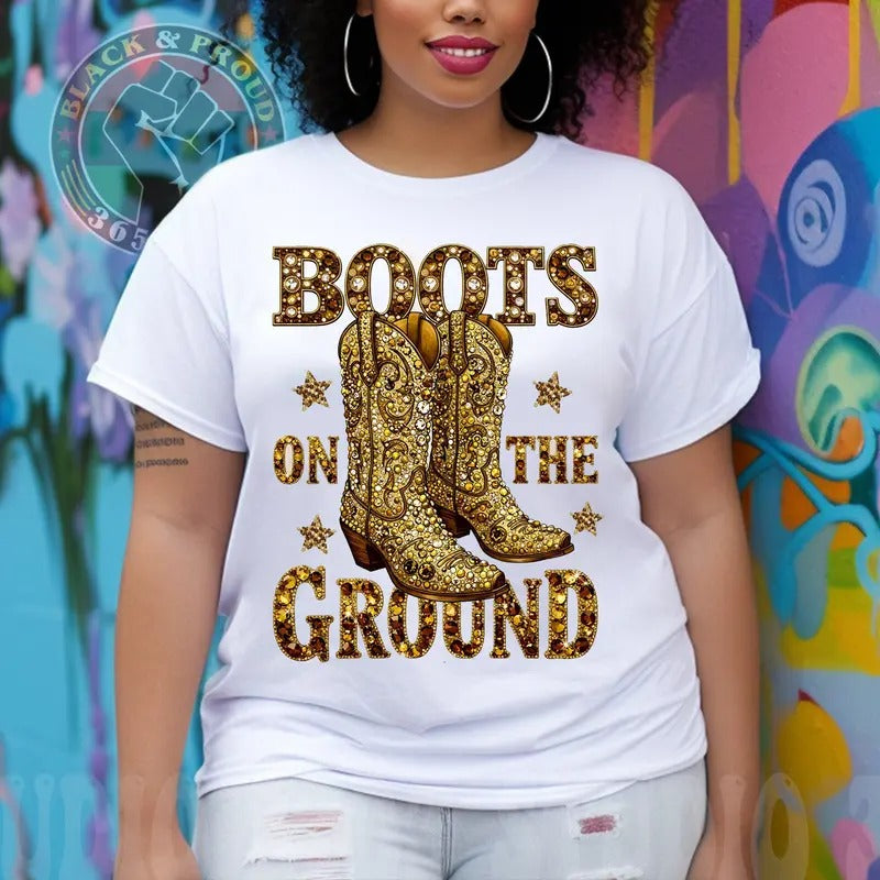 Boots Ground Cowboy Western Cowgirl Shirt PRINTED Girl Grab Your Fans Black Girl Magic Shirt Her T-Shirts