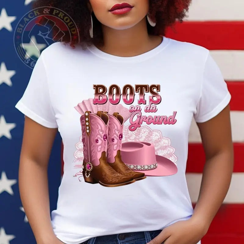 Boots Ground Where Them Fans Shirt County Dance Girl Grab Your Fans Boots Pink Shirt Her T-Shirts