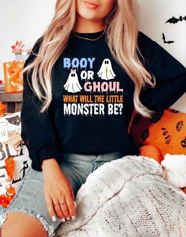 Booy Ghoul What Will Little Monster Be Matching Family Baby Shower Halloween Gender Reveal Team Boy Team Girl T-Shirts