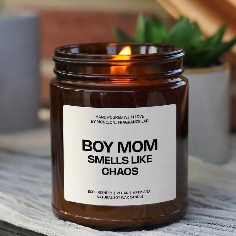 Boy Mom Chaos Candle Funny Mom Life Scent Unique Mother Humorous Parenting Family Love T-Shirts
