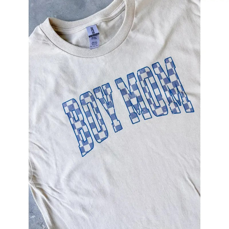 Boy Mom Checkered Top T-Shirts