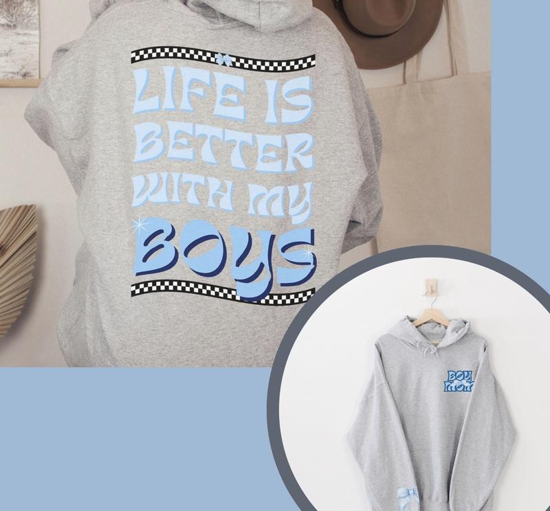 Boy Mom Two Sided Sleeve Comfort Cute Mama Hood Stay Home Mom Outfits Mom Girl Mom Casual Womenswear Chic Comfortable T-Shirts