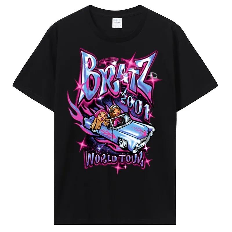 Bratz Y2k 2000 Cartoon Print 2024 Summer Short Sleeved Cotton Casual Short Sleeve Girlfriend Cartoon T-Shirts