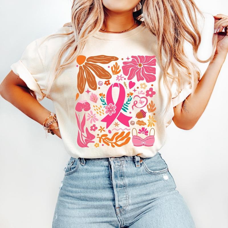 Breast Cancer Awareness Boho Floral Breast Cancer October We Pink Shirt Awareness Ribbon Pink Ribbon T-Shirts