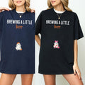 Brewing Little Boo Halloween Pregnancy Announcement Shirt Halloween Maternity Funny Mom Be Spooky Baby Shower Pregnant Wife T-Shirts