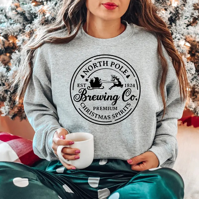 Brewing Co North Pole Vintage Winter Winter Xmas Xmas Shirt T-Shirts