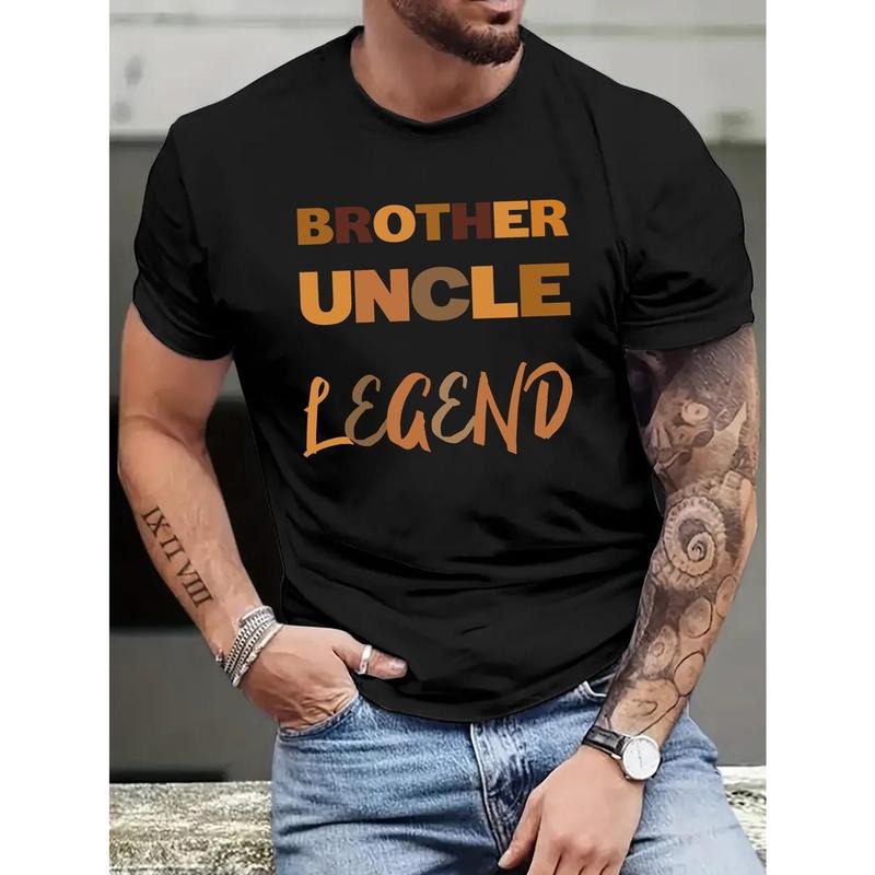 [Brother Uncle Dad Print ] Brother Uncle Dad Print Round Crew Neck Simple Regular Fit Casual Comfy Top Spring Summer Leisure Vacation Made USA T-Shirts