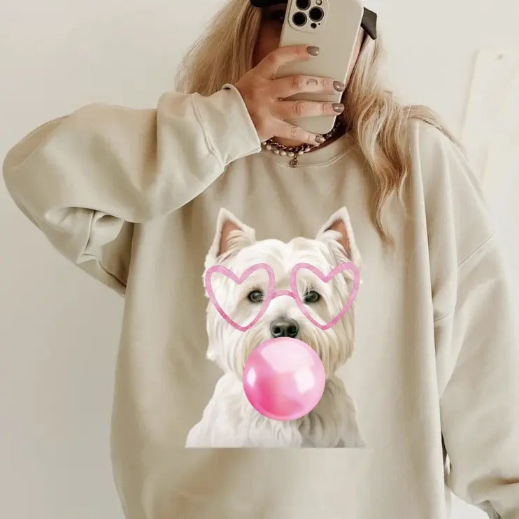 Bubblegum Westie ~ Relaxed Fit Printed USA Womenswear Casual Comfortable T-Shirts