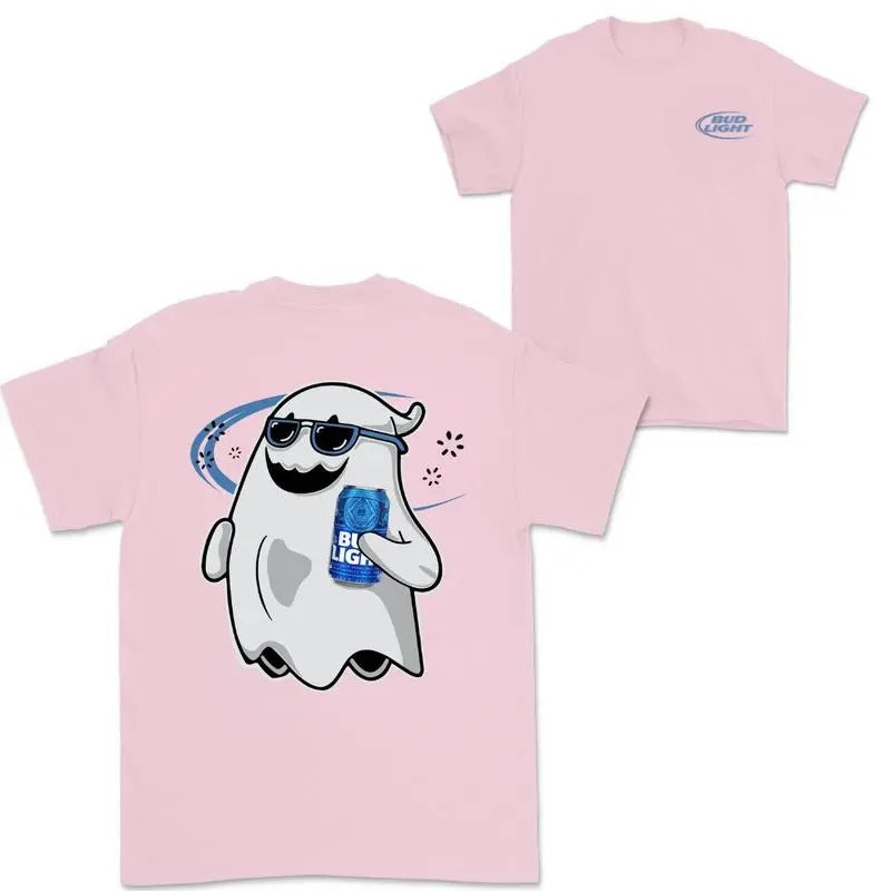 Bud Light Ghost Halloween Double Sided Cotton T-Shirts