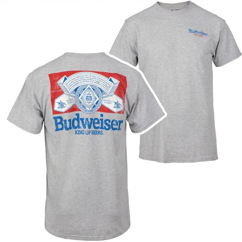 Budweiser Distressed Logo Front Back Print T-Shirts
