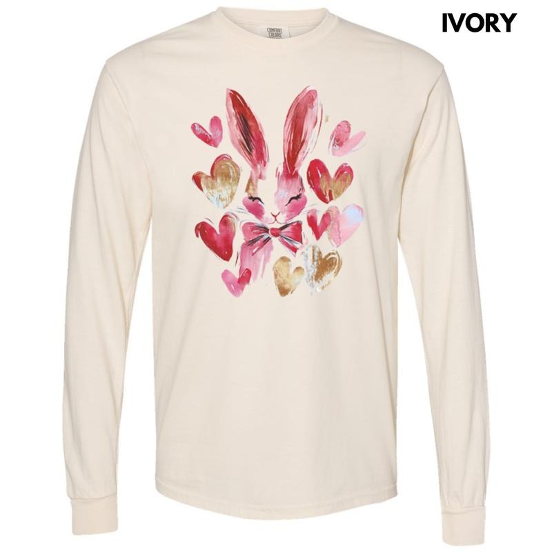 Bunny Gold Hearts Long Sleeve Comfort Colors T-Shirts
