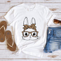 Bunny Leopard Bandana Shirt Easter Cute Rabbit Glasses Rabbit Lover Woman Her T-Shirts