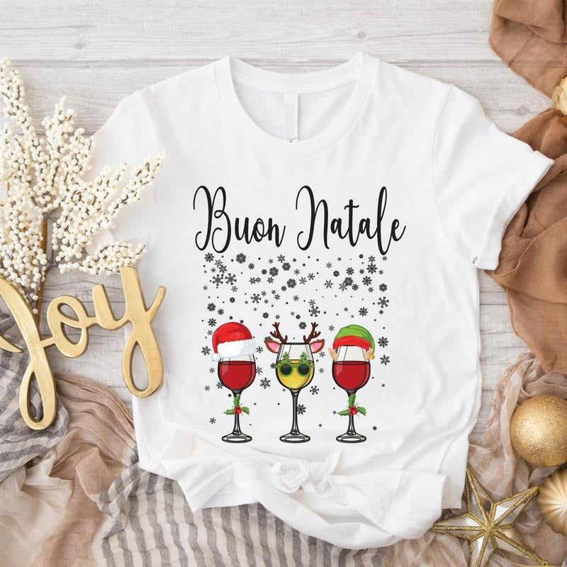 Buon Natale Shirt Italian Merry Wine Matching Family Group Shirt T-Shirts