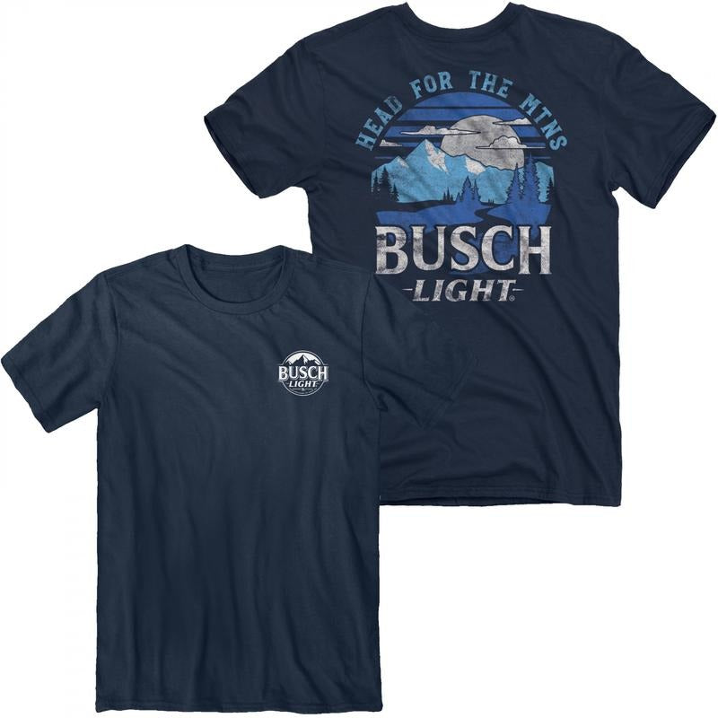 Busch Light Head MTNS Front Back Print T-Shirts