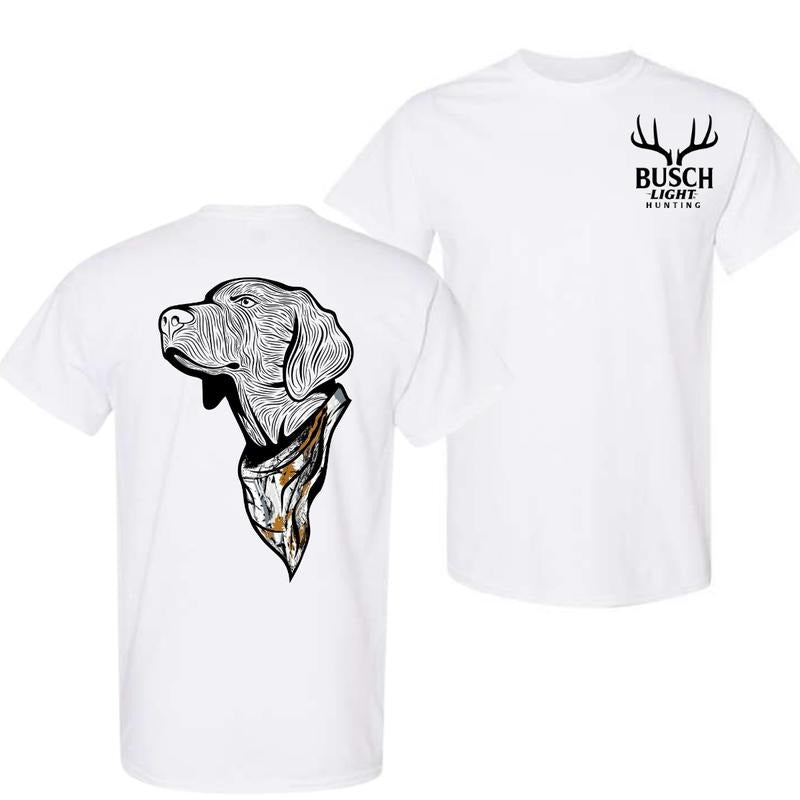 Busch Light Hunting Dog Camo Bandana Shirt 2 Sided T-Shirts