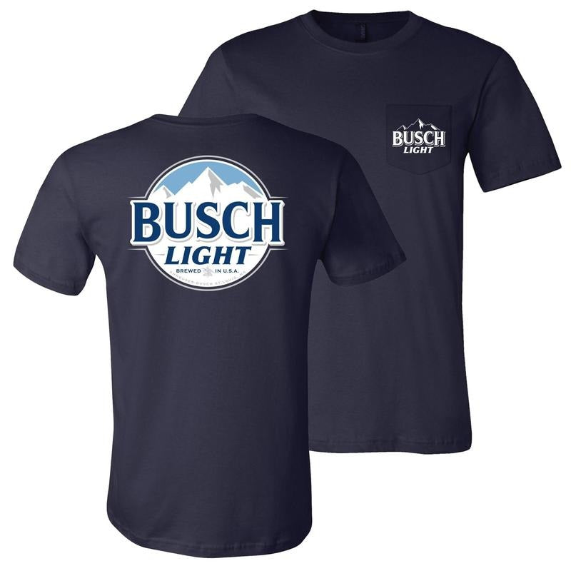 Busch Light Navy Blue Front Back Pocket T-Shirts