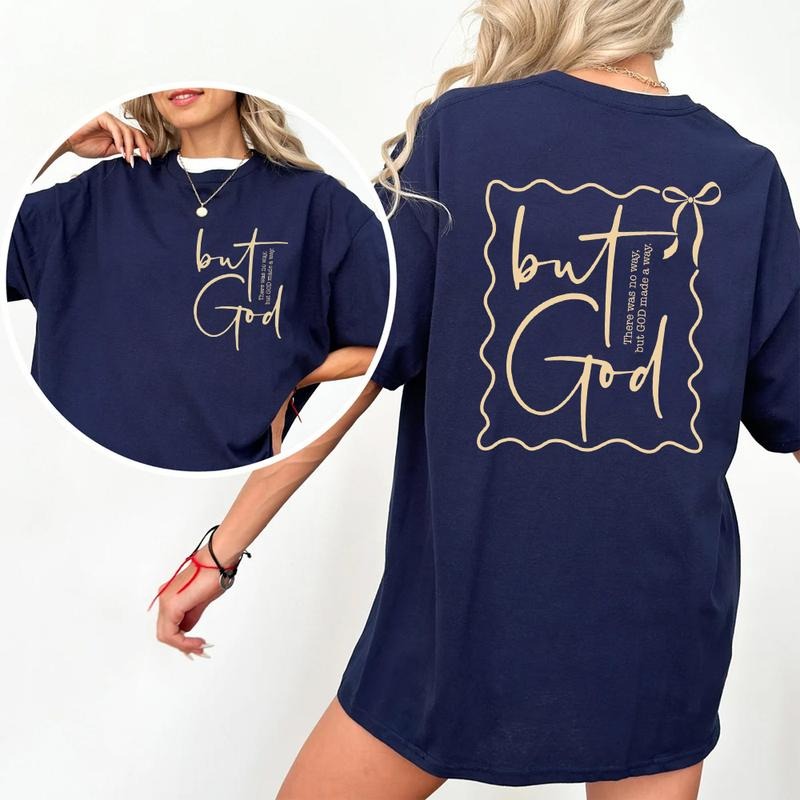 But God Made Way 2 Sided Pure Cotton Casual Street Crew Neck Short Sleeve Tops T-Shirts