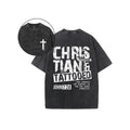 CHRISTIAN TATTOOED Benath Surface So You Can Judge Correctly 2 Sided Comfy Printed Pure Cotton Fabric Casual Streetstyle Crew Neck Short Sleeve Soft Washed Tops Perfect T-Shirts