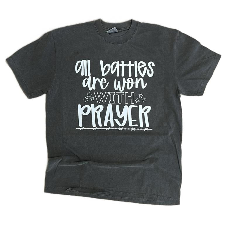 COMFORT COLORS All Battles Are Won Prayer Pepper Christian T-Shirts