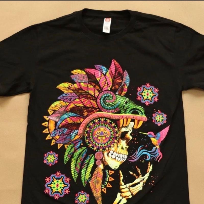 Calavera Penacho Cotton Black T-Shirts