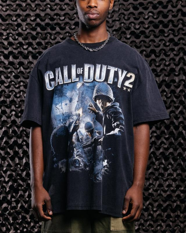 Call Duty 2 Vintage Casual Fabric Menswear Womenswear Streetwear Cotton T-Shirts