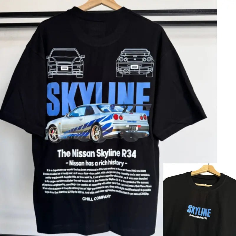 Camiseta Skyline R340 DRG Camiseta Skyline DRG Skyline R340 DRG Cotton Menswear T-Shirts