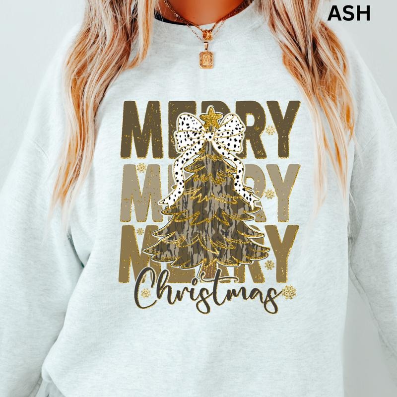 Camo Merry Bow Winter Long Sleeve Casual Cotton Polyester Comfort Menswear T-Shirts